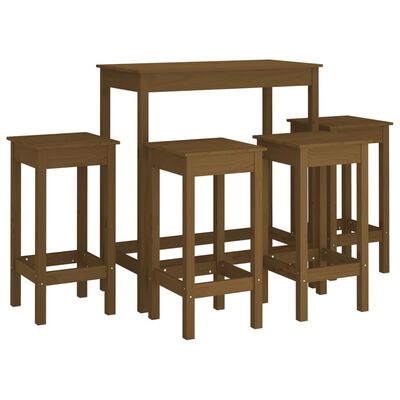 vidaXL Set mobilier de bar, 5 piese, maro miere, lemn masiv de pin