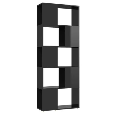 vidaXL Bibliotecă/Separator cameră, negru extralucios, 60x24x155 cm