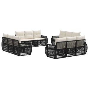 vidaXL Set de canapele pentru grădină 12 pcs Negru și Alb crem