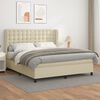 vidaXL Pat box spring cu saltea, crem, 180x200 cm, piele ecologică