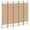 vidaXL Separator de cameră cu 5 panouri Bej 200 x 180 cm Țesătură