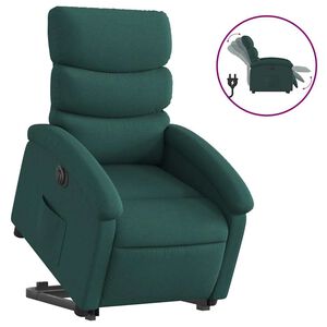 vidaXL Fotoliu electric rabatabil cu ridicare, verde &icirc;nchis, textil