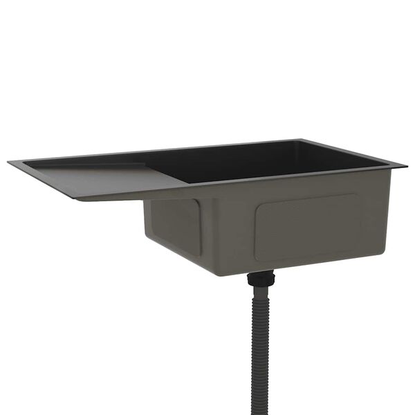 vidaXL Chiuvetă de bucătărie lucrată manual, negru, oțel inoxidabil