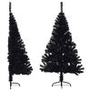 vidaXL Jumătate brad de Crăciun artificial cu suport, negru 120 cm PVC