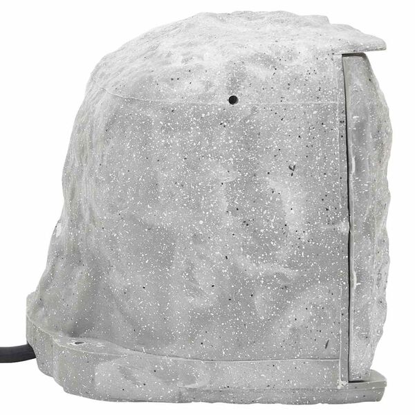 vidaXL Priză de exterior cu țăruș și 4 căi, gri aspect piatră