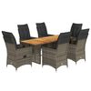 vidaXL Set mobilier de grădină cu perne, 7 piese, gri, poliratan