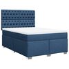 vidaXL Pat box spring cu saltea, albastru, 140x200 cm, textil