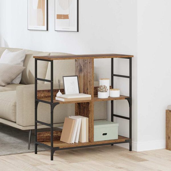 vidaXL Raft pentru cărți Lemn vechi 78.5 x 33 x 82 cm Lemn compozit