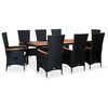 vidaXL Set mobilier de exterior 9 piese negru poliratan lemn de acacia