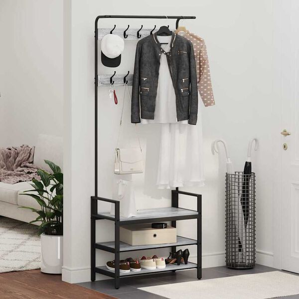 vidaXL Răcător de paltoane Gri Sonoma 75 x 34 x 184 cm Lemn compozit