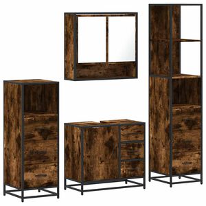 vidaXL Set de mobilier de baie 4 piese Lemn prelucrat de stejar afumat