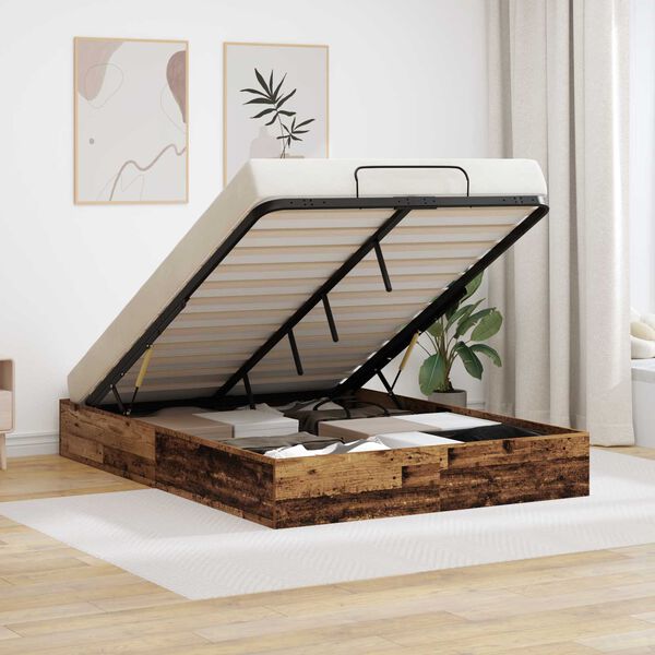 vidaXL Cadru de pat otoman Lemn vechi 193 x 120 x 25 cm PAL