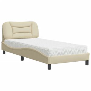 vidaXL Pat cu saltea, Hvar, crem, 90x190 cm, textil