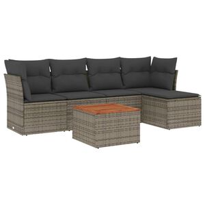 vidaXL Set mobilier grădină cu perne, 6 piese, gri, poliratan