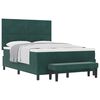 vidaXL Pat cu arcuri cu headboard Verde &icirc;nchis 200 x 140 cm Catifea