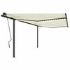 vidaXL Copertină retractabilă manual, cu LED, crem, 4,5x3 m