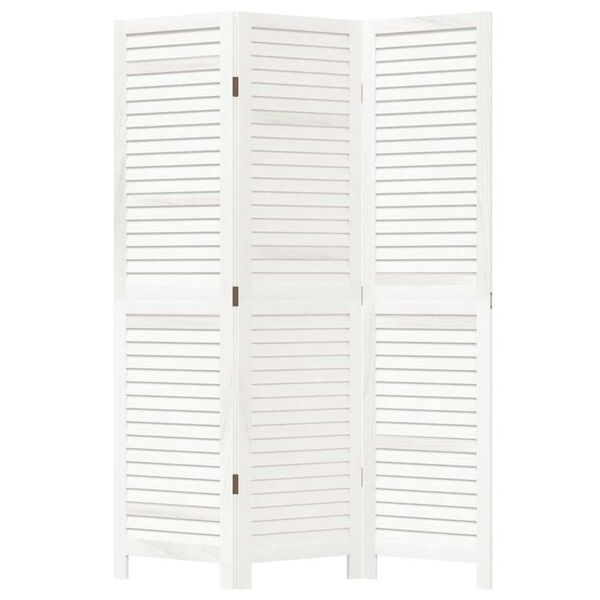 vidaXL Paravan cameră 3 panouri, alb, lemn masiv paulownia