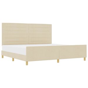 vidaXL Cadru de pat cu headboard Crem 200 x 200 cm țesătură
