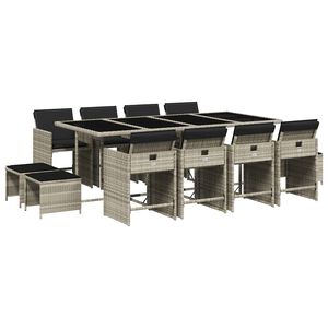 vidaXL Set mobilier de grădină cu perne 13 piese gri deschis poliratan