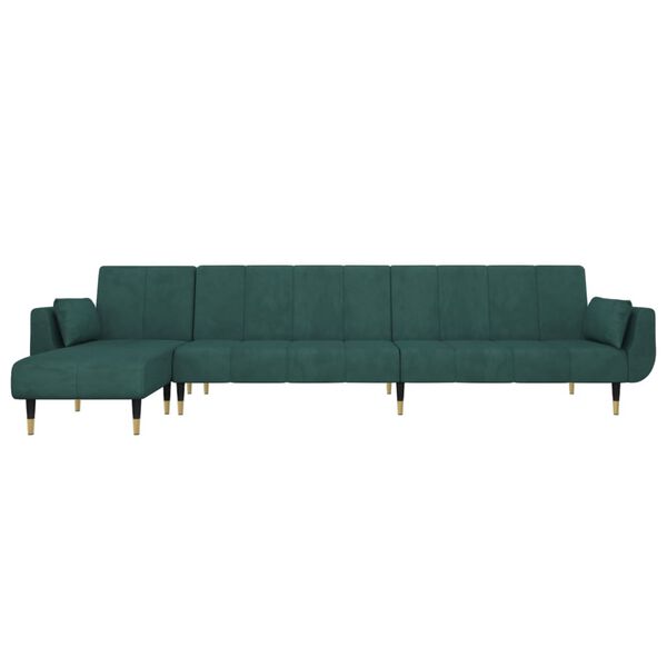 vidaXL Canapea extensibilă în formă de L verde 275x140x70 cm catifea