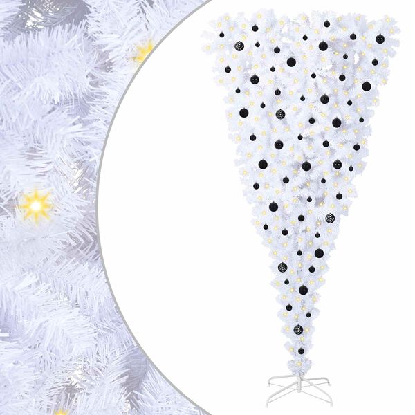 vidaXL Brad de Crăciun artificial cu 300 LED Alb 240 cm PVC și Oțel