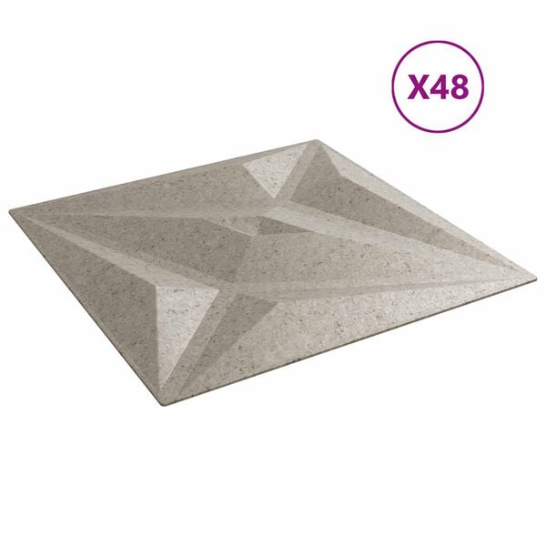 vidaXL Panouri de perete Stea 48 pcs Beton Star 50 x 50 cm Spumă XPS