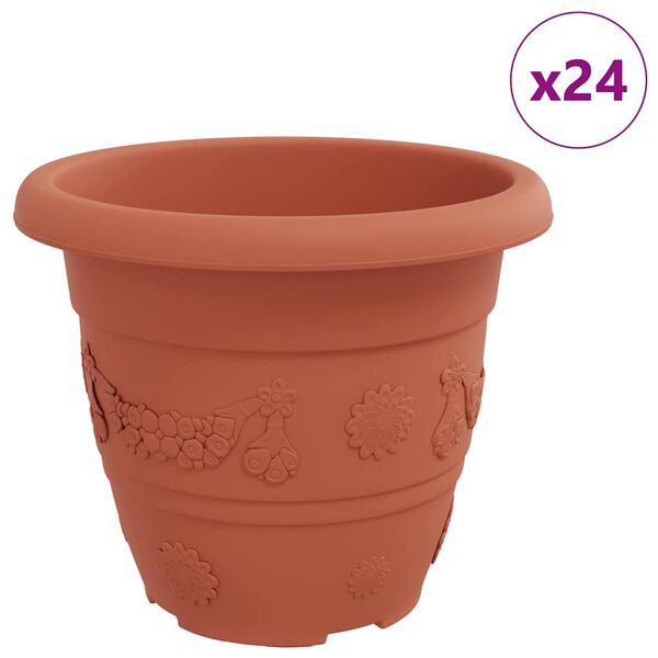 vidaXL Ghiveci rotund pentru flori 24 pcs Roșu cărămidă &Oslash; 26 x 21.5 cm