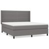 vidaXL Pat box spring cu saltea, gri &icirc;nchis, 180x200 cm, textil