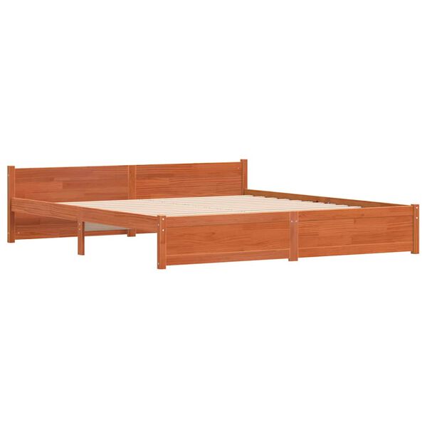 vidaXL Cadru de pat cu headboard Maroniu cerat 205.5 x 95.5 x 51 cm
