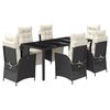 vidaXL Set mobilier de grădină cu perne, 7 piese, negru, poliratan