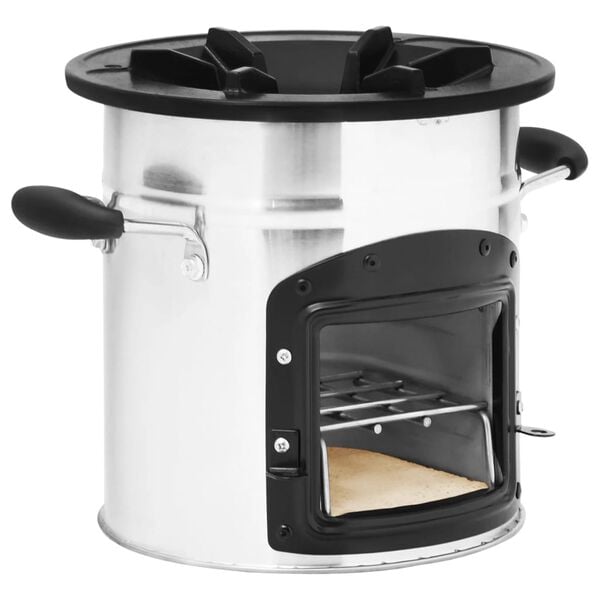 vidaXL Aragaz cu lemne pentru camping, argintiu, 45,5x33x25,5 cm, oțel