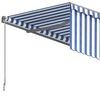 vidaXL Copertină retractabilă manual cu stor, albastru&alb, 3,5x2,5 m
