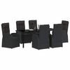 vidaXL Set de masă pentru grădină cu pernă 7 pcs Negru poliratan