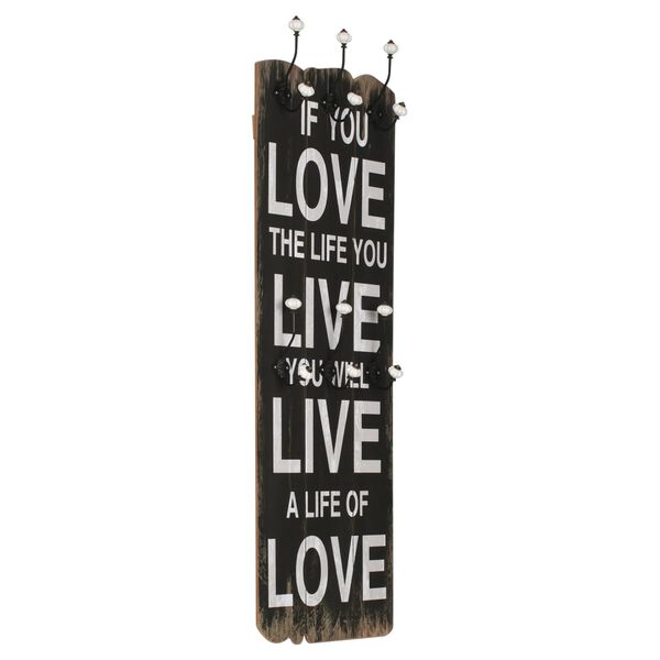 vidaXL Cuier de perete cu 6 cârlige, 120 x 40 cm, LOVE LIFE
