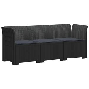 vidaXL Sofa de grădină cu 3 locuri, cu perne, aspect de rattan PP