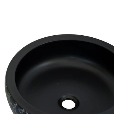 vidaXL Lavoar de blat, negru și albastru, rotund, Φ41x14 cm, ceramică