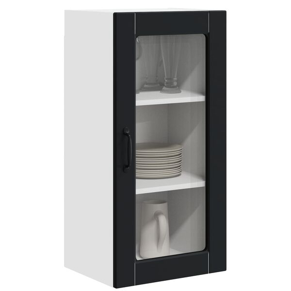 vidaXL Dulap de bucătărie 2 pcs Negru 40 x 31 x 80 cm Lemn compozit
