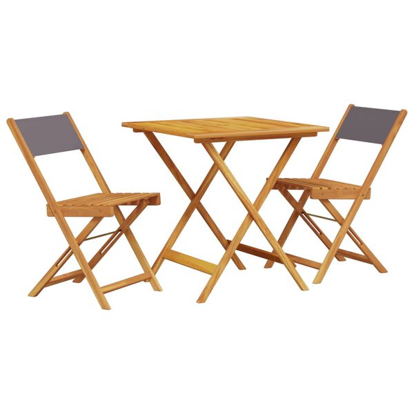 vidaXL Set mobilier bistro, 3 piese, textil antracit/lemn masiv