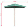 vidaXL Umbrelă de soare cu st&acirc;lp de lemn 270 x 270 cm, verde