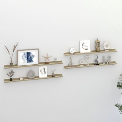 vidaXL Rafturi de perete, 4 buc., alb și stejar sonoma, 100x9x3 cm