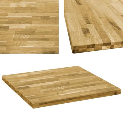 vidaXL Blat de masă, lemn masiv de stejar, pătrat, 44 mm, 70x70 cm