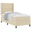 vidaXL Pat cu arcuri cu saltea cu headboard Crem 200 x 100 cm țesătură