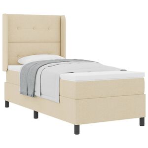 vidaXL Pat cu arcuri cu saltea cu headboard Crem 100 x 200 cm țesătură