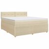 vidaXL Pat boxspring cu saltea cu headboard Crem 180 x 200 cm Țesătură