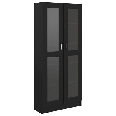 vidaXL Dulap cu vitrină, negru, 82,5 x 30,5 x 185,5 cm, PAL