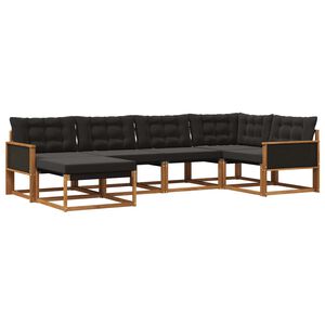 vidaXL Set de canapele de exterior 6 buc. Natural și Negru