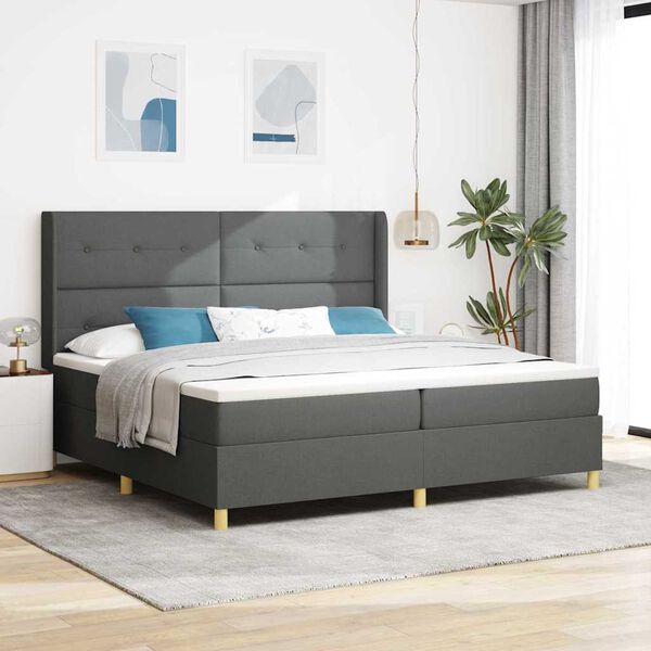 vidaXL Pat cu arcuri cu saltea cu headboard Gri 140 x 200 cm țesătură