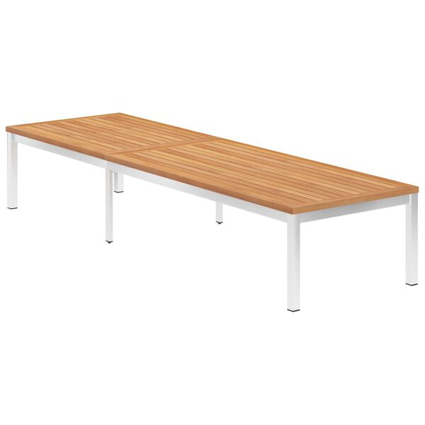 vidaXL Șezlong, lemn masiv de tec și oțel inoxidabil