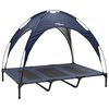 vidaXL Pat pentru c&acirc;ini Manual Albastru marin 122 x 93 x 106,5 cm Oțel