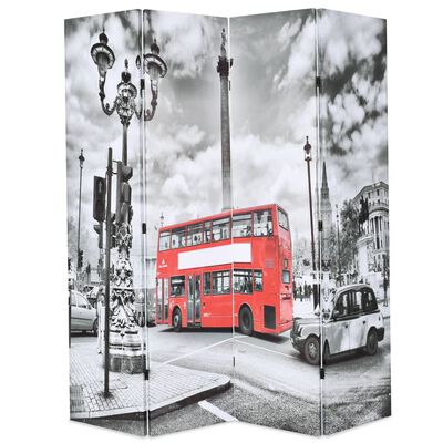 vidaXL Paravan cameră pliabil, 160x170 cm, autobuz londonez, negru/alb